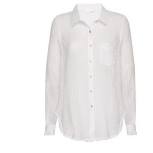 Monday Swimwear White Sheer Button-Up Shirt